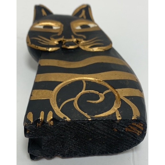 “”SOLD”” Wood Hand Painted Carved Laurel Burch Cat Figurine Single Replacement - Picture 10 of 10